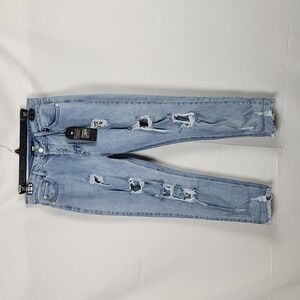 I&M Black Label Margaret High Rise Mom Jeans Women 5 Light Wash Distressed Retro